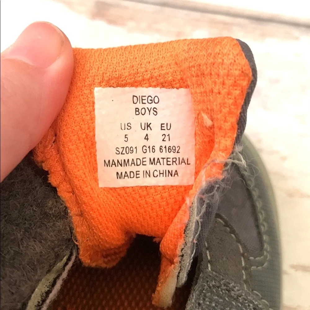 Boys Size 5 Surprize Kids Diego Sneakers Baby Toddler Shoes Gray Orange